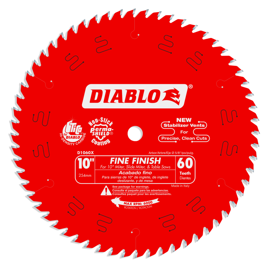 10" x 60-Teeth Fine Finish Saw Blade for Wood