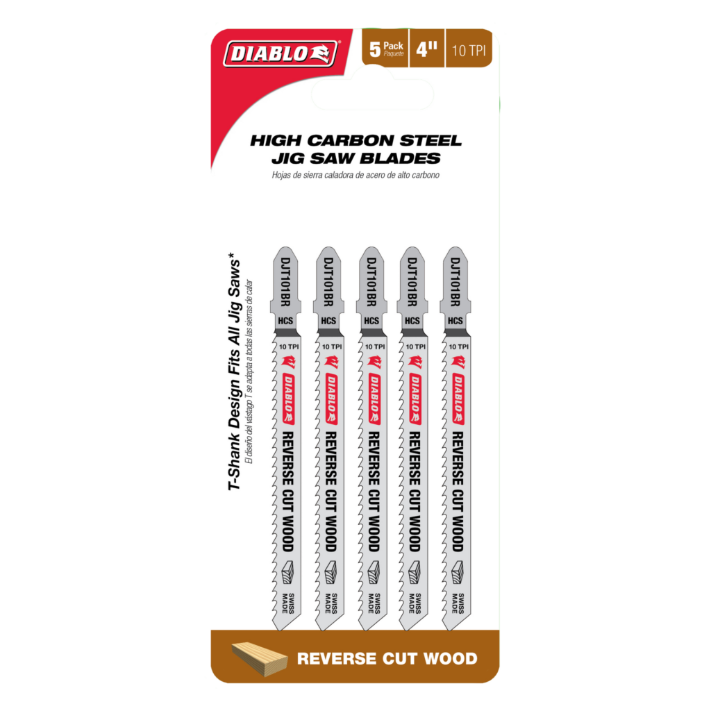 4" 10TPI High Carbon Steel Reverse Cut Jig Saw Blades for Wood (5-Pack)