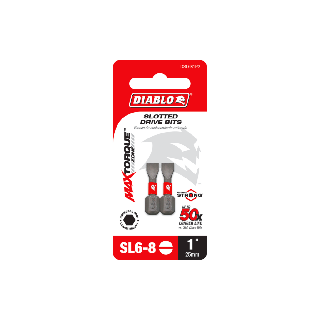1" SL6-8 Slotted Drive Bits (2-Pack)