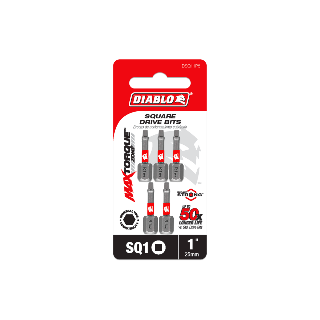 1" #1 Square Drive Bits (5-Pack)