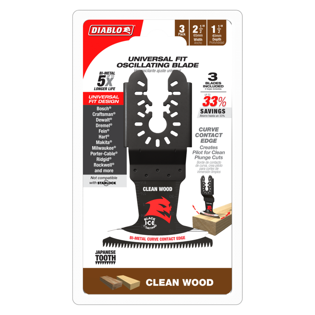 2-1/2" Demo Demon™ Universal Fit Bi-Metal Oscillating Blades for Clean Wood (3-Pack)