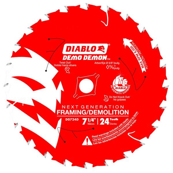 7-1/4" x 24-Teeth Demo Demon™ Framing/Demolition Saw Blade for Wood