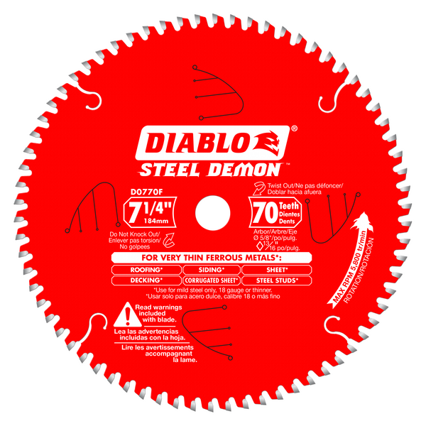 7-1/4" x 70 Teeth Steel Demon™ Carbide-Tipped Saw Blade for Metal