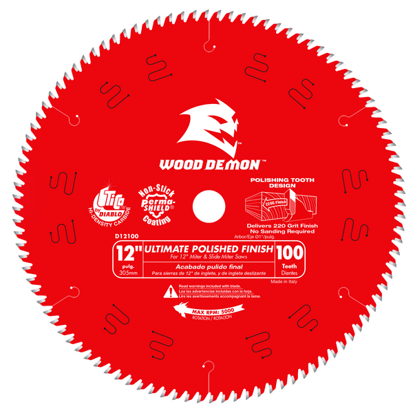 12" x 100-Teeth Ultimate Polished Finish Saw Blade for Wood