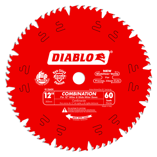 12" x 60-Teeth Combination Saw Blade for Wood