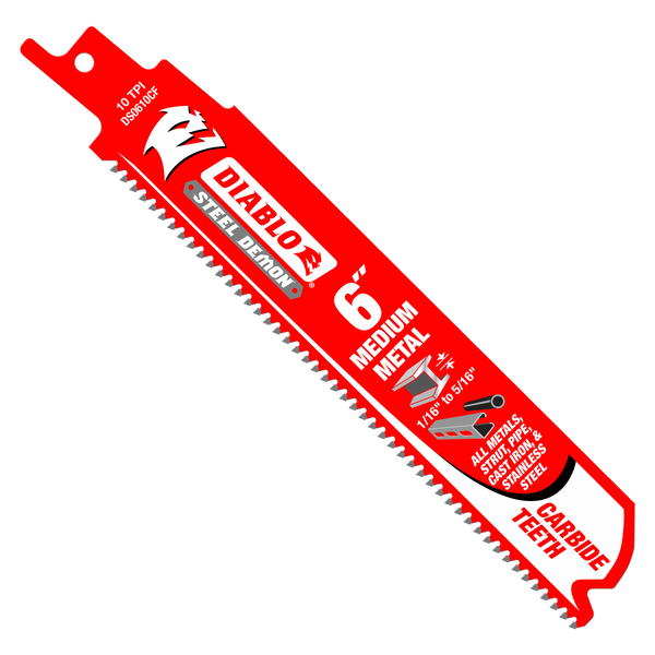 6" 10 TPI Steel Demon™ Carbide Teeth Reciprocating Saw Blades for Medium Metal (3-Pack)