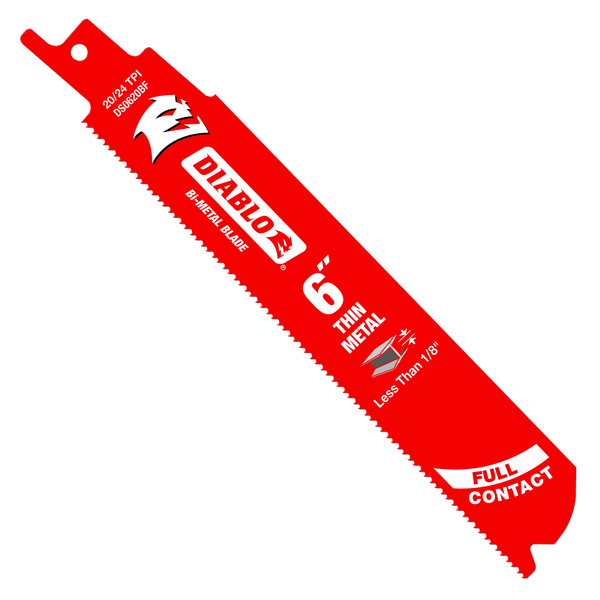 6" 20/24TPI Bi-Metal Reciprocating Saw Blades for Thin Metal (5-Pack)