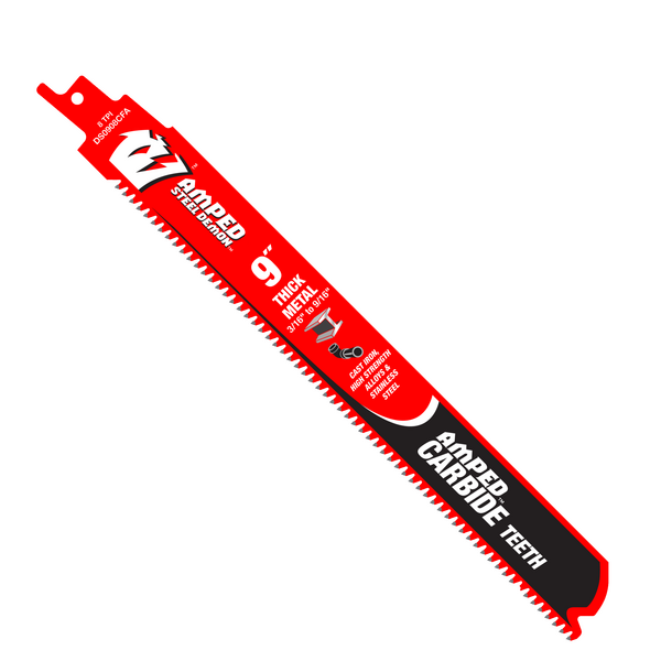 9" 8TPI AMPED™ Steel Demon™ Carbide Teeth Reciprocating Saw Blades for Thick Metal (3-Pack)