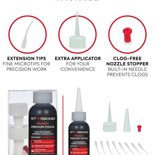 KBL-500 Starbond Black Medium-Thick CA Glue (2oz)
